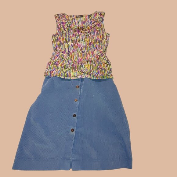 L.L. Bean Dresses & Skirts - Vintage 80s L.L. Bean Blue Corduroy Skirt